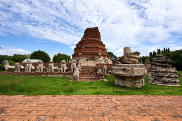 Wat Thammikarat ancient temple built before foundation of Ayutthaya one of a famous travel place in Ayutthaya Historical Park