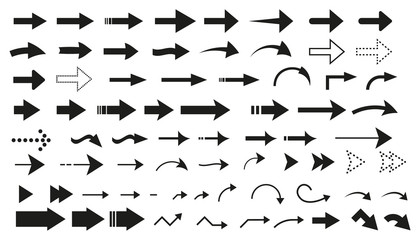 Wall Mural - Arrows big black set icons. Arrow vector collection. Arrow. Cursor. Vector illustration