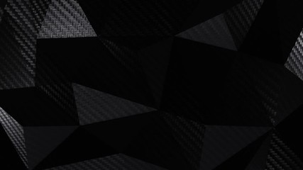 Sticker - Carbon dark triangular polygonal geometric background seamless motion loop. 3D animation