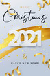 © Tanya - Happy New Year 2021 banner in paper cut style for seasonal holidays flyers, greetings and invitations, Christmas themed congratulations and cards. Design for social media, promotion and sale. Vector