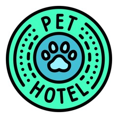 Poster - Pet hotel emblem icon. Outline pet hotel emblem vector icon for web design isolated on white background