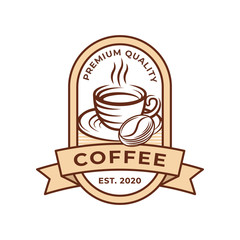 Coffee Logo design vector illustration. Retro Vintage Coffee Logo vector design concept for cafe and restaurant emblem. Coffee Shop vector design for Logo, icon, label, badge, sign and symbol.