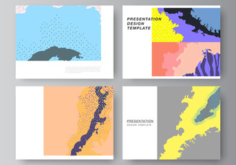 Poster - Vector layout of the presentation slides design templates, multipurpose template for presentation brochure, brochure cover. Japanese pattern template. Landscape background decoration in Asian style.