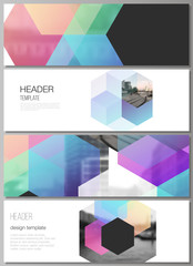 Poster - Vector layout of headers, banner design templates with abstract shapes and colors for website footer design, horizontal flyer design, website header backgrounds.