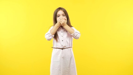 Wall Mural - Funny little child girl surprised and shocked