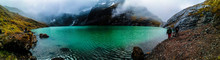 Panoramic Shot Of Beautiful Lake Louise In Alberta, Canada