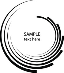 vector black stripes in spiral form. geometric art. trendy design element for logo, tattoo, sign, sy