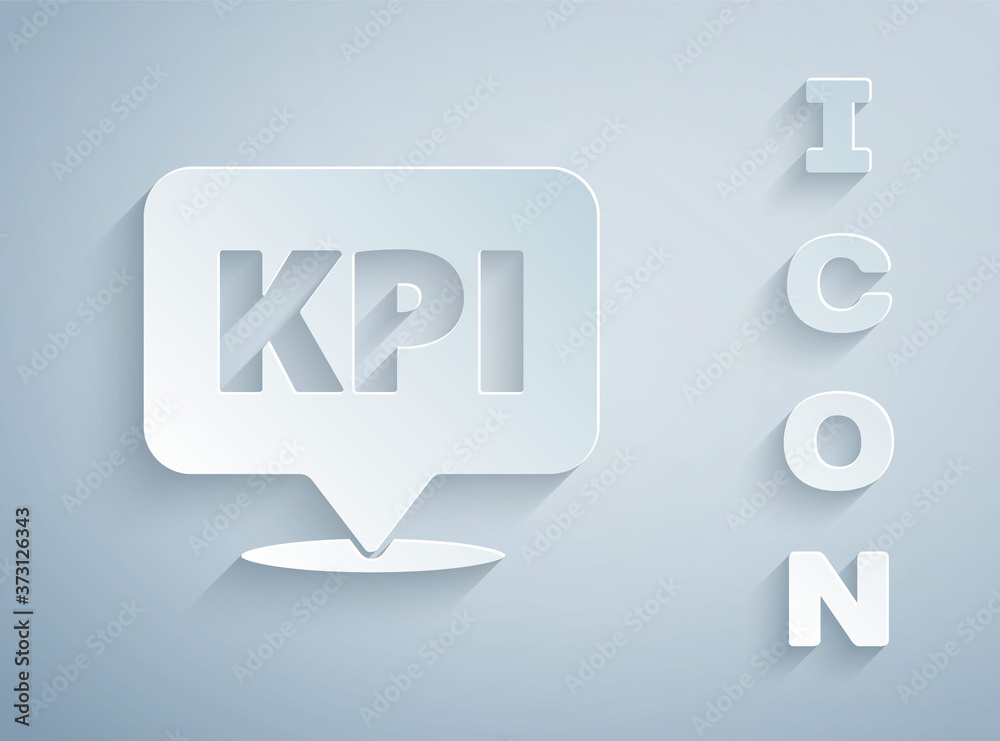 Paper cut KPI - Key performance indicator icon isolated on grey ...