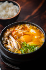 Wall Mural - Sundubu, korean hot stone pot with tofu and pork