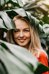 Sticker - Blonde woman in tropical forest