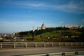 City on a hillock on a sunny day