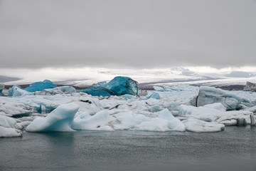 Canvas Print - Jokulsarlon, die Gletscher Lagune Islands mt riesiegen Eisbergen und Gletschern