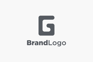 Poster - Initial Letter G Logo. Grey Square Rounded Shape isolated on White Background. Usable for Business and Branding Logos. Flat Vector Logo Design Template Element