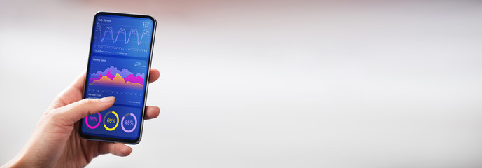 Poster - Female Hand Holding Phone With Blank Screen