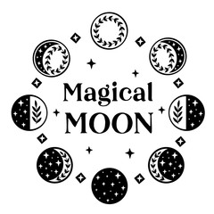 Wall Mural - set of isolated moon phases icons - vector illustration, eps