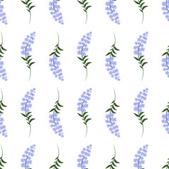 Seamless  lavender flowers pattern for background,  motifs, textile, wallpapers, fabrics, gift wrapping, templates, home textile, and print design. Vector.	