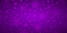 Christmas Background Of Various Complex Big And Small Snowflakes, In Purple Colors