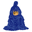 Goddess of night and moon. Virgin Mary as celestial Queen of Heaven. Divine female spirit.