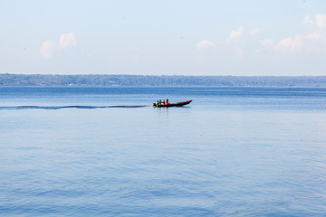 Little boat with people