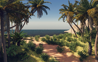 3d rendering concept with tropic island without people with wild nature