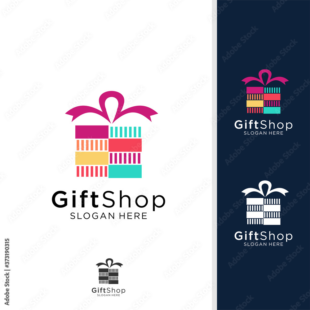 Gift Shop Logo Design Concept Vector, Template, Colorful, Emblem, Design Concept. vector logo box with gifts