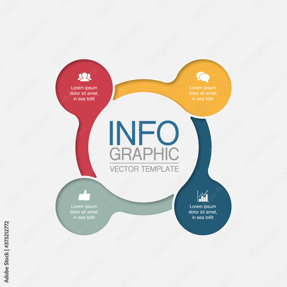 Vector infographic template, circle with 4 steps or options. Data ...