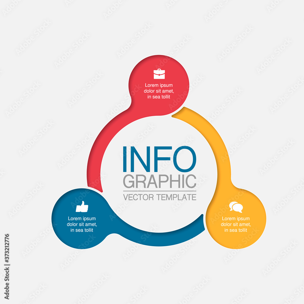 Vector infographic template, circle with 3 steps or options. Data ...
