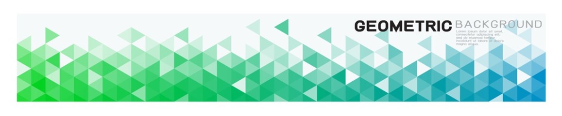 Fototapete - Geometric horizontal background with colorful gradient triangle pattern strip on below position and white space on top. Abstract background for business or corporate presentation. vector illustration