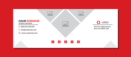 Wall Mural - corporate email signature template with an author photo place modern layout
