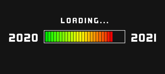 Wall Mural - new year loading 2021, gradient progress bar isolated on black blackboard. happy new year greeting c