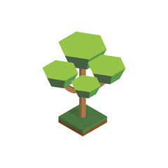 Canvas Print - tree in isometric perspective, polygonal style, isolated on white background.