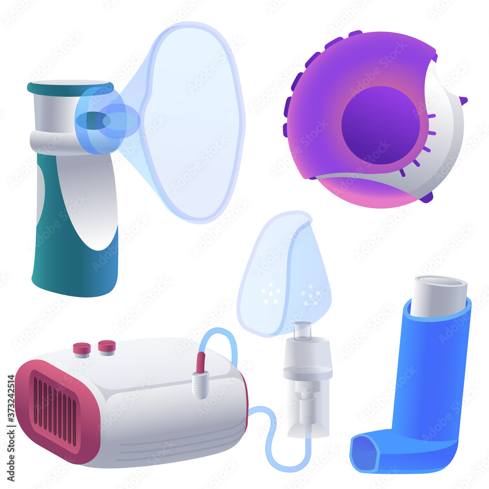 Inhaler icons set. Cartoon set of inhaler vector icons for web design ...