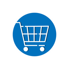 Poster - shopping cart line icon vector flat design illustration. simple style of logo, emblem, symbol, sign