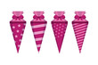© krissikunterbunt - pink pattern school cone set isolated on white vector illustration EPS10