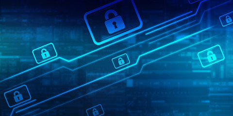 Poster - 2d illustration Safety concept: Closed Padlock on digital background