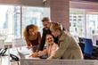 © Ron - Diverse ethnicities in a business office. Workers from different races discuss and support each other for great success. Gender equality in private office