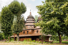 Authentic Wooden Church In An Ancient Settlement