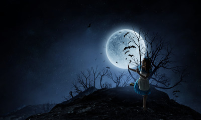 Wall Mural - spooky night image . mixed media
