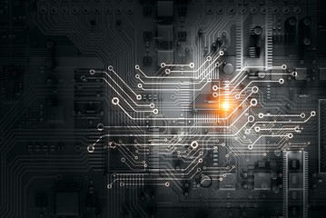 Circuit board background of computer motherboard