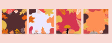 Collection Of Autumn Background Set With Leaves,maple,frame.Editable Vector Illustration For Birthday Invitation,postcard And Website Banner