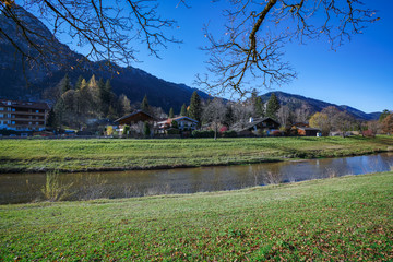 Poster - Oberammergau riverside German village in the Bavarian Alps