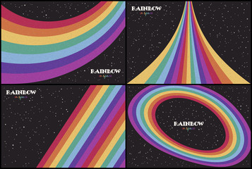 Canvas Print - Rainbow in space. Colorful cosmic texture background. Night starry sky. LGBT flag. Set of abstract vector illustration for poster, t-shirt print, postcard