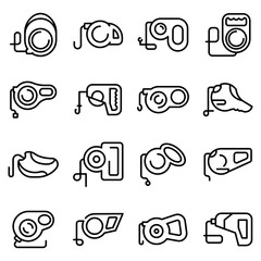 Poster - Retractable dog leash icons set. Outline set of retractable dog leash vector icons for web design isolated on white background