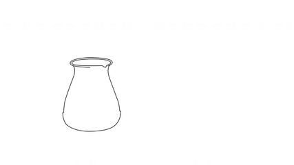 Wall Mural - Jezve turkish brewing pot self drawing animation. Line art. Copy space. White background.