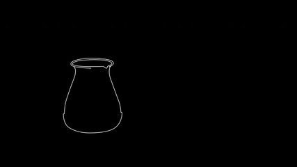 Wall Mural - Jezve turkish brewing pot self drawing animation. Line art. Copy space. Black background.
