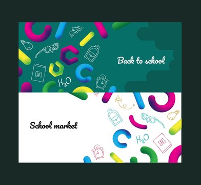 Back to school. Set of banners for decoration.
