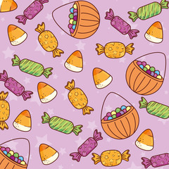 Sticker - background of cute and delicious candies vector illustration design