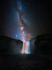 Wall Mural - colorful waterfall with milky way
