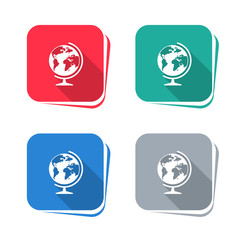 Wall Mural - Globe icon on square button