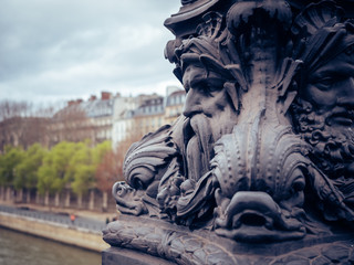 Wall Mural - Closeup shot of a beautiful decorative sculpture with a human face